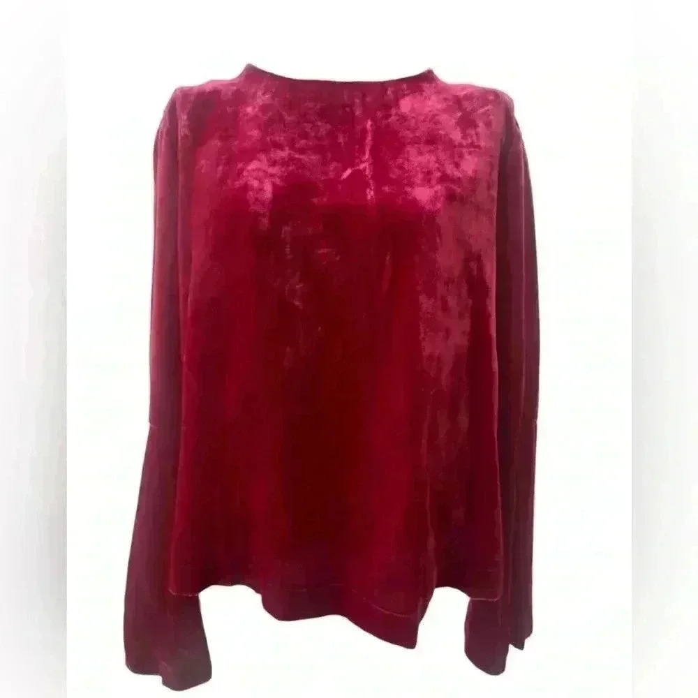 Beltaine Bell Sleeve Velvet Blouse Womens Size XS  Red